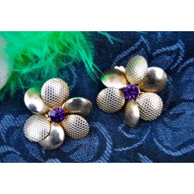 Amethyst Gold Flower Stud